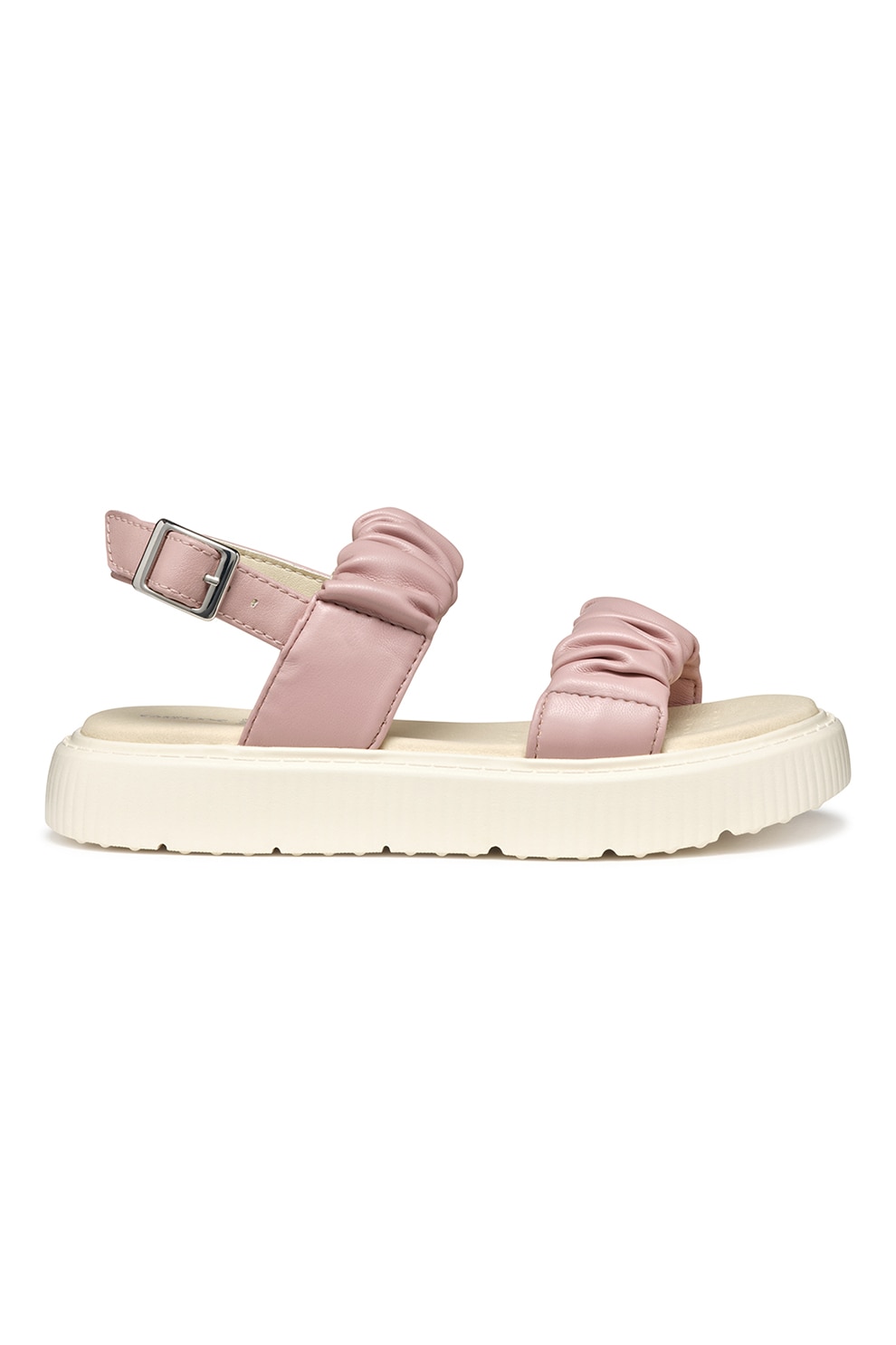 Geox, Sandale de piele ecologica cu catarama, Roz pastel, 35 EU
