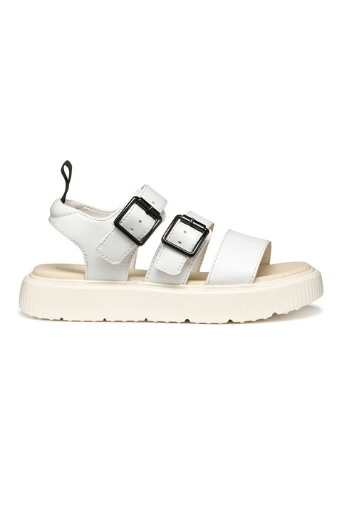 Geox, Sandale de piele ecologica cu catarama, Alb