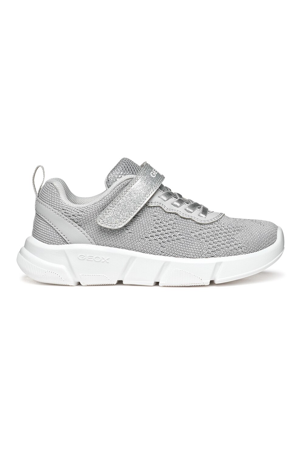 Geox, Pantofi sport low-cut cu velcro, Argintiu, 24 EU