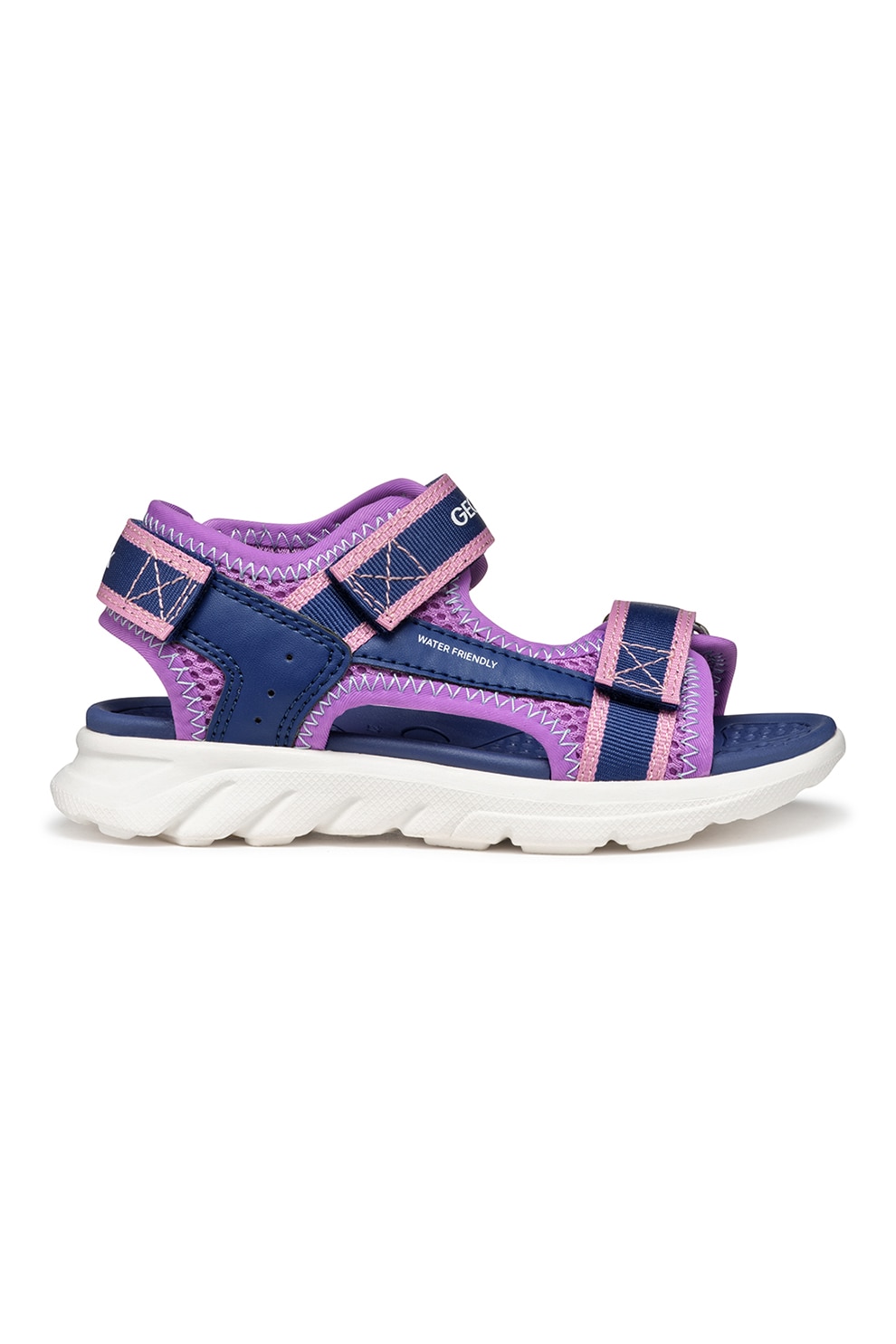 Geox, Sandale rezistente la apa cu velcro Airadyum, Lila, Bleumarin, 33 EU