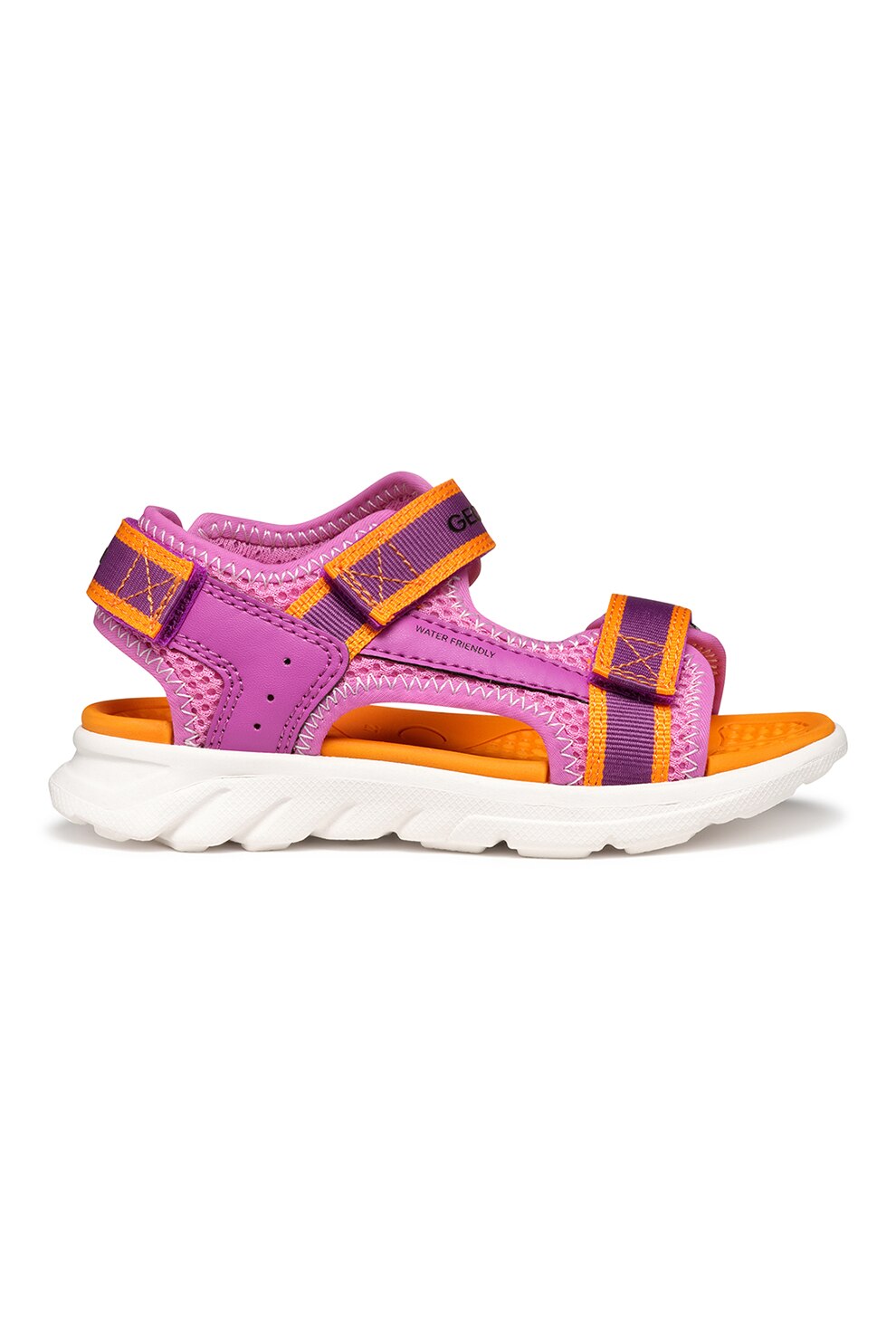 Geox, Sandale rezistente la apa cu velcro Airadyum, Portocaliu, Fucsia, 32 EU