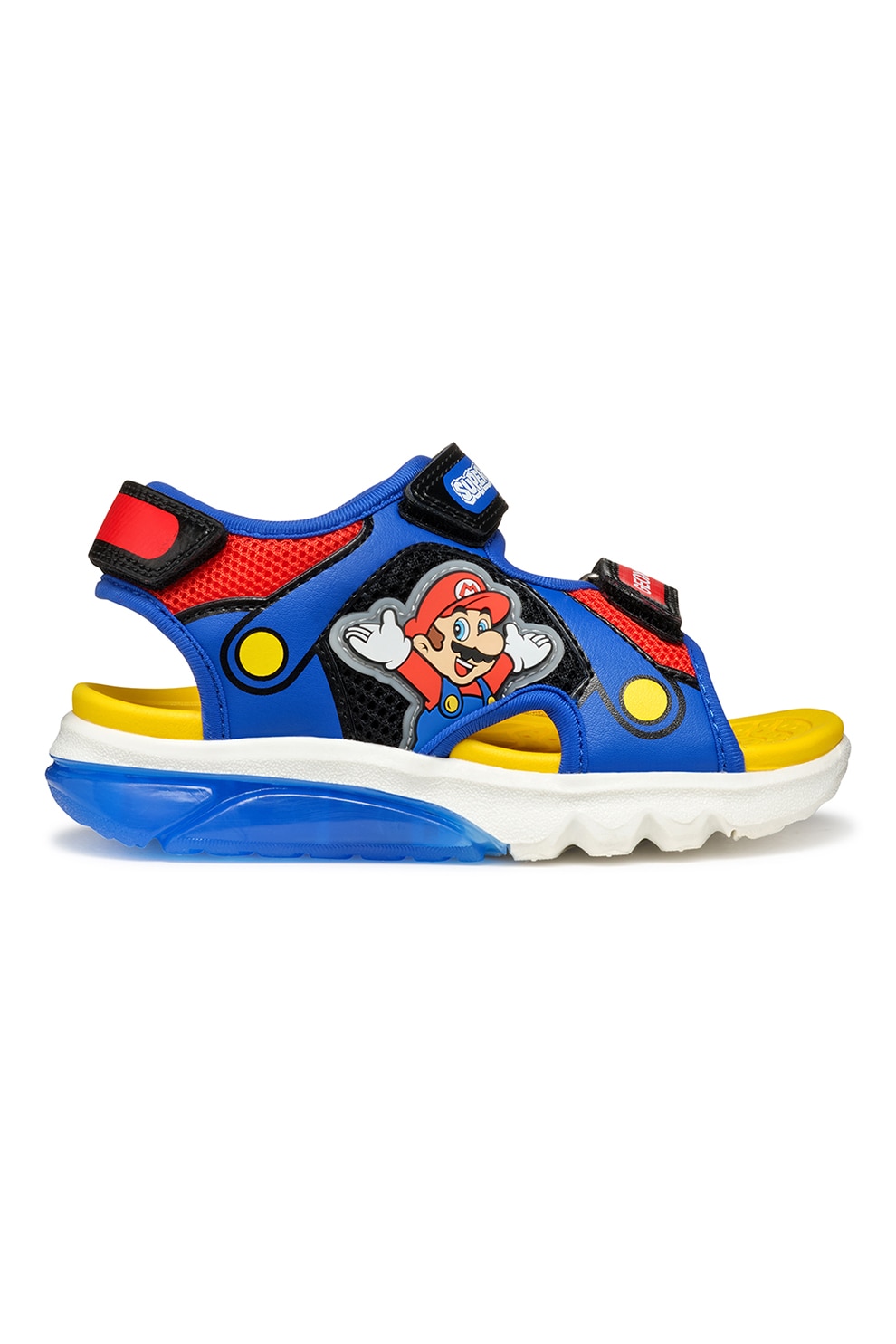 Geox, Sandale cu detalii cu desene, Galben, Albastru royal, 24 EU