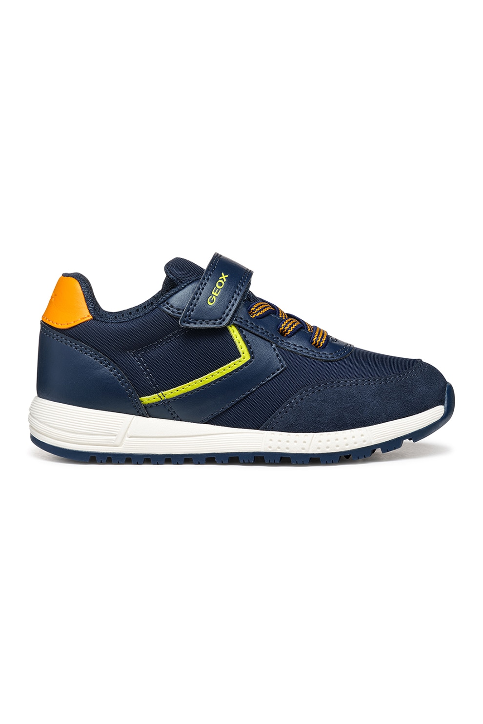 Geox, Pantofi sport cu velcro si garnituri de piele intoarsa, Bleumarin, 31 EU