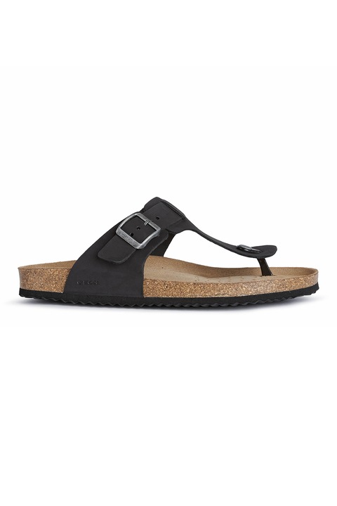 Geox, Nubukbőr flip-flop papucs, Fekete, 45