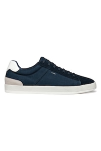 Geox, Pantofi sport cu detalii de piele intoarsa, Alb optic, Alb murdar, Bleumarin, 44