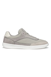 Geox, Pantofi sport cu insertii de piele intoarsa, Gri deschis, Alb murdar, 41