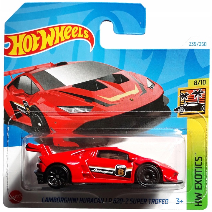 Masinuta Metalica Hot Wheels Lamborghini Huracan LP 620-S Super Trofeo, Colectia HW Exotics, Editie 2024, 7cm, Rosu