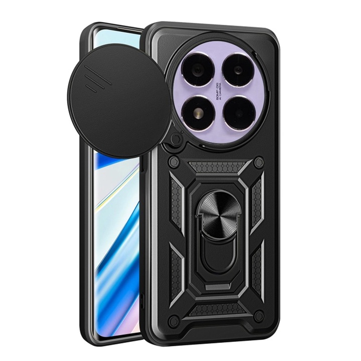 Кейс за Xiaomi Redmi Note 14 Pro/Poco X7, E52, Полиуретан, Черен