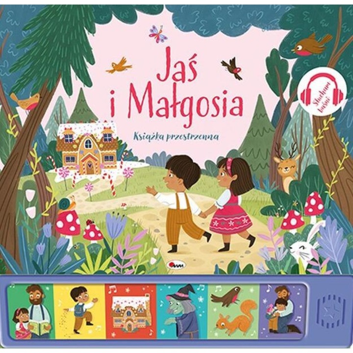 Jas i Malgosia. Slucham basni, Natalia Kawalko-Dzikowska, 2024, carte cartonata cu panou sonor, 12 pagini, 26x20cm