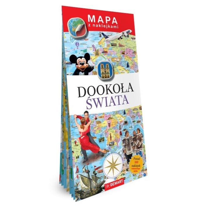 Dookola swiata. Mapy z naklejkami, Ewa Lodzinska, Piotr Wojcik, 2024, 24 pagini