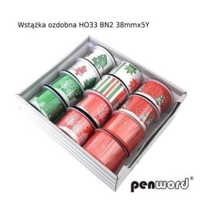 Panglica decorativa, Penword 38mmx4,5m set 12 bucati, multicolor