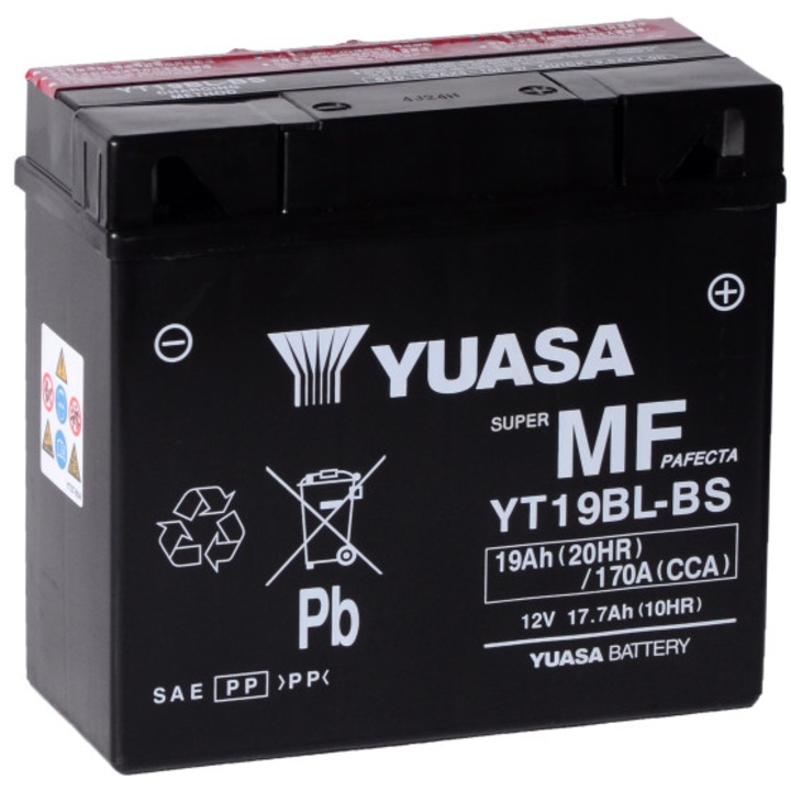 Yuasa AGM YT19BL-BS motorkerékpár akkumulátor, 12 V, 19 Ah