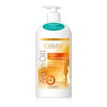 Lotiune de corp Eveline 3 in 1 Firming and Moisturising cu ulei de argan si macadamia 350 ml Lotiune de corp Eveline 3 in 1 Firming and Moisturising cu ulei de argan si macadamia 350 ml