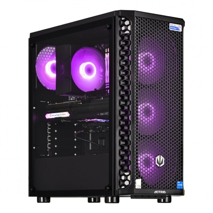 Настолен компютър Gaming Actina 5600X, 32GB RAM, 1TB SSD, NVIDIA GeForce RTX 4060, 600W, черен, Midi Tower