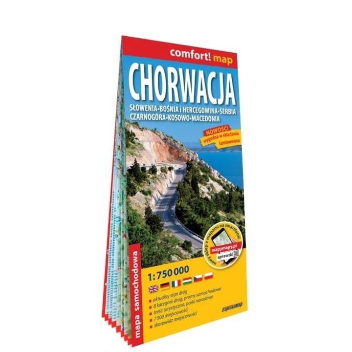 Mapa - Chorwacja, Słowenia..., 1:750 000, 241x122 mm, 2024