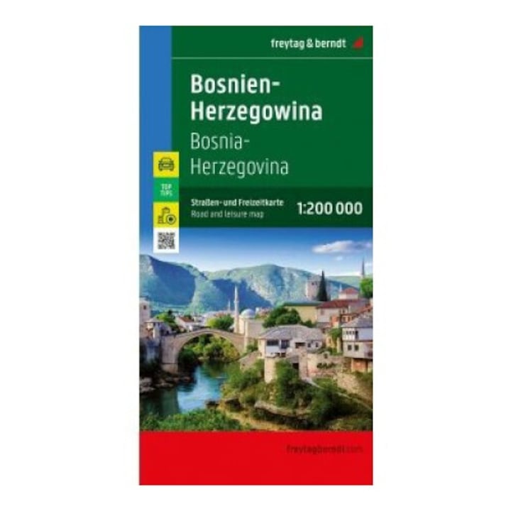 Harta Bosnia si Herzegovina 1:200 000, Freytag si Berndt, 2023, format 130x255mm, coperta moale