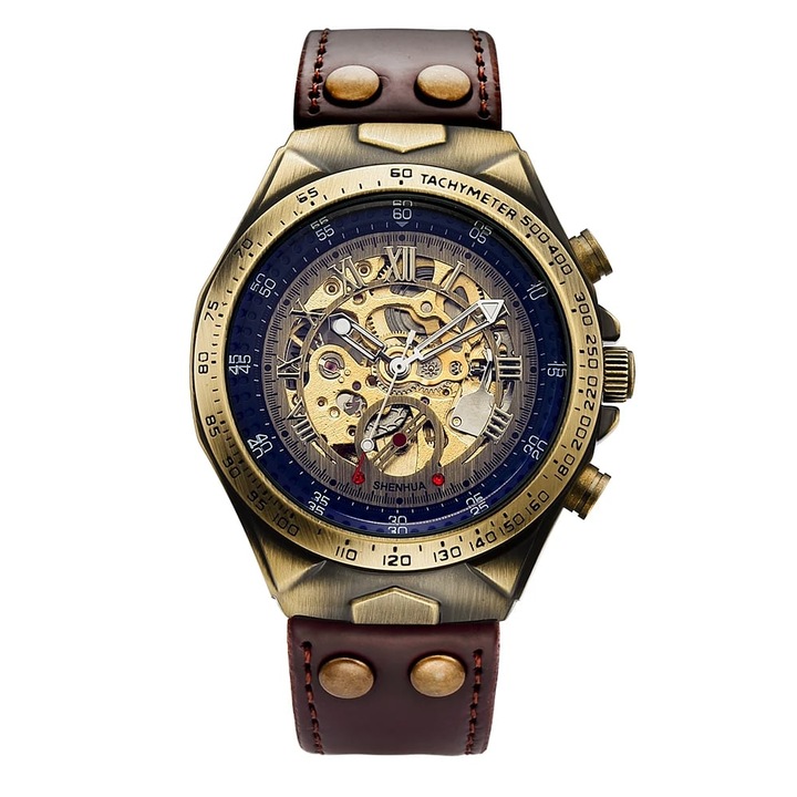 Férfi karóra Shenhua Mechanical Automatic Vintage Classic Leather