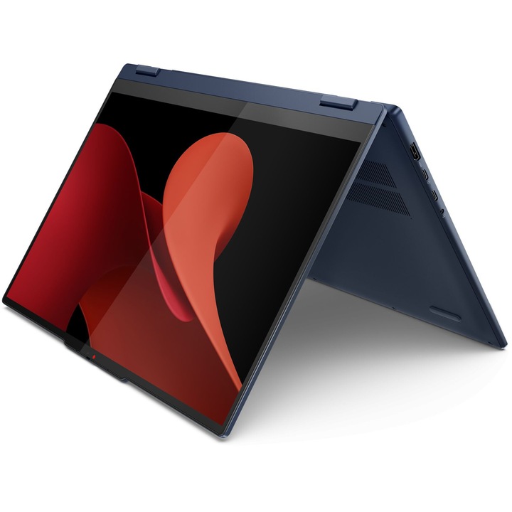 Лаптоп Lenovo IdeaPad 5 2-in-1 16AHP9 с AMD Ryzen 7 8845HS (3.8/5.1GHz, 16M), 16 GB, 1TB M.2 NVMe SSD, AMD Radeon 780M, Windows 11 Home, Тъмносин