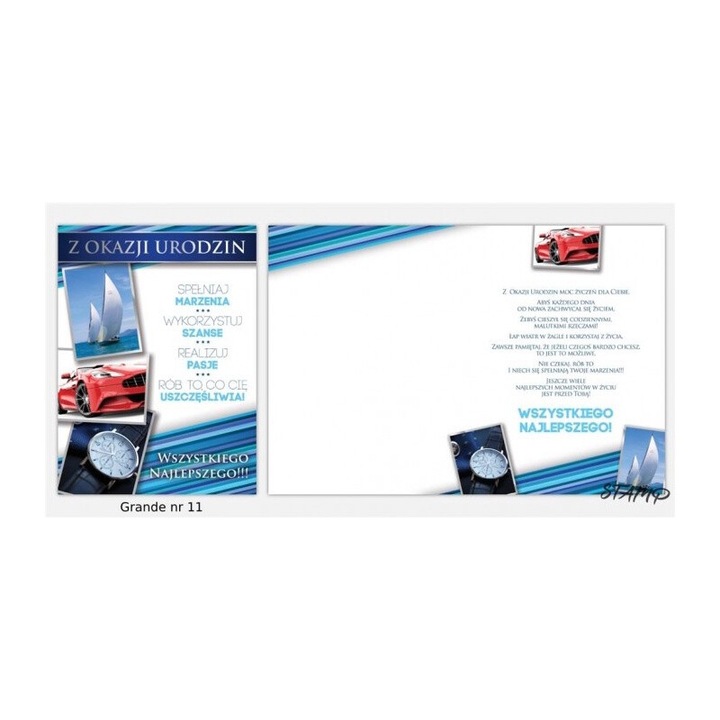 Karnet Grande + koperta Urodziny, STAMP, 195x153mm, folie