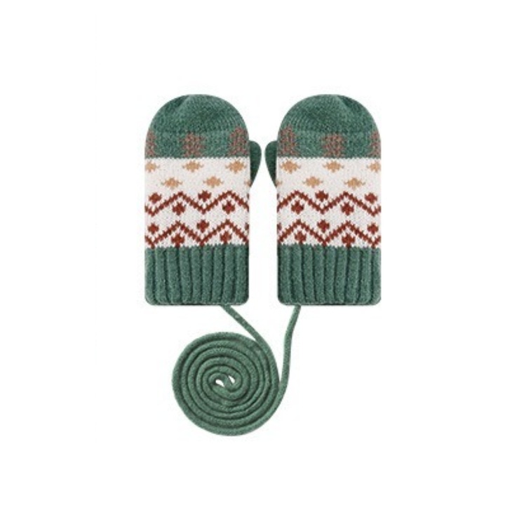 Manusi termice copii, verde padure, marime universala