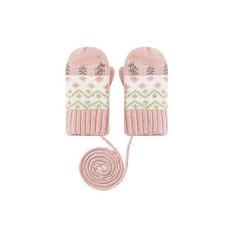 Manusi termice copii, roz, marime universala, colectie Toamna - Iarna, pentru fete