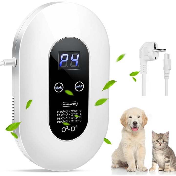 Purificator de Aer, cu Ozon Eliminator de Mirosuri 200mg/h 4 Moduri de Functionare pentru Spatii 20-40mp Alimentare 220V, alb