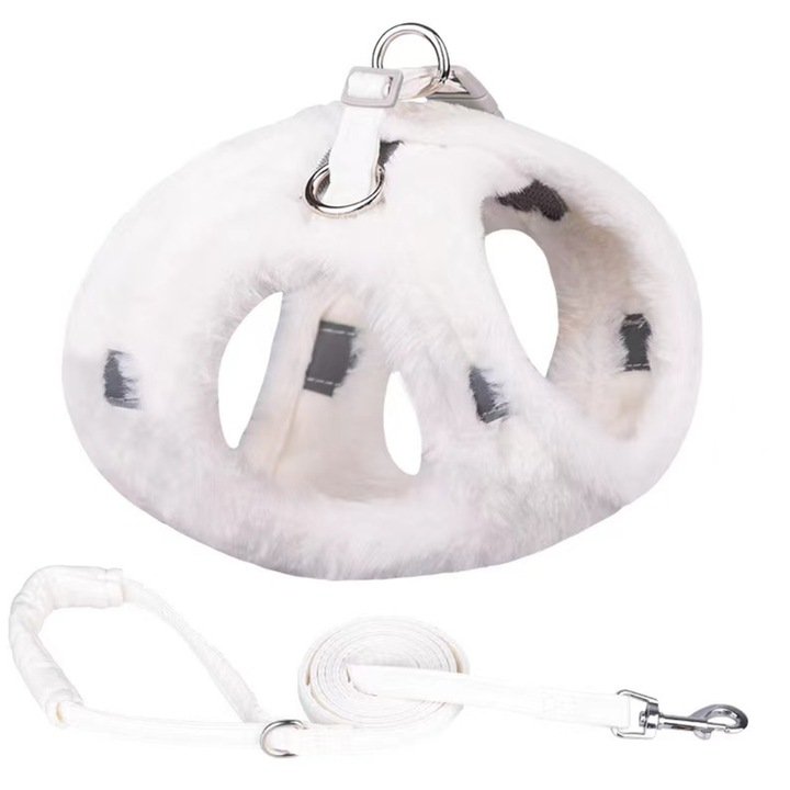 Set vesta/lesa pentru catei, Alb, 150cm, XS