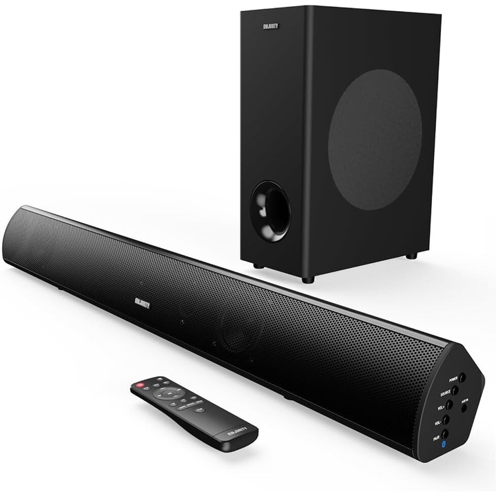 Саундбар със субуфер, Majority, Teton, 2.1, Bluetooth, компютър, безжичен, AUX, 120 W, черен, 180 W