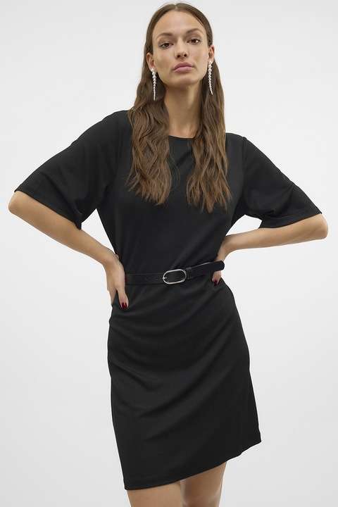 Vero Moda, Bő fazonú lurextartalmú miniruha, Fekete, L