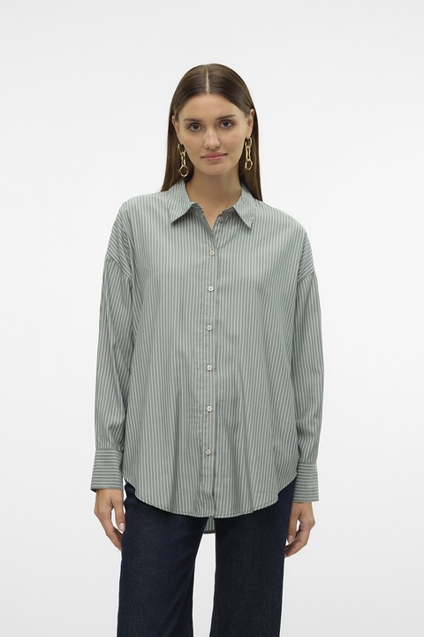 Vero Moda, Свободна риза, Бял/Папратово зелено