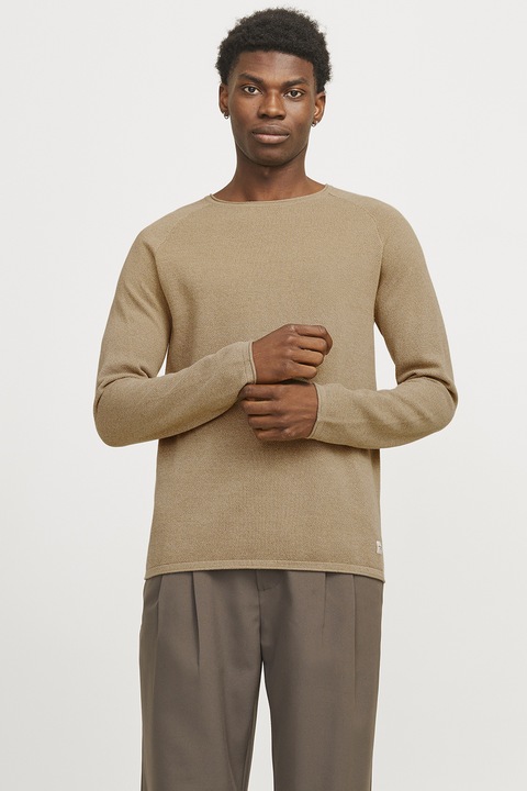Jack & Jones, Пуловер Hill с ръкави реглан, Тъмнобежово