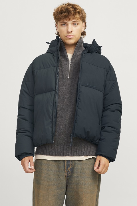 Jack & Jones, Kapucnis szélálló télikabát, Olajkék