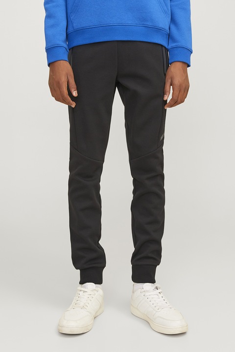 Jack & Jones, Húzózsinóros derekú szabadidőnadrág, Koptatott fekete, 128 CM