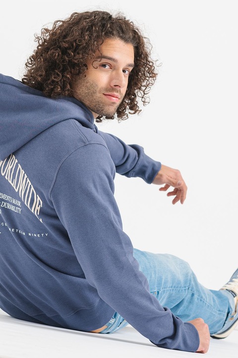 Jack & Jones, Frederik kapucnis pulóver mintával, Fehér/Púderkék