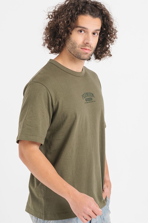 Jack & Jones, Logós bő fazonú póló, Halvány khaki