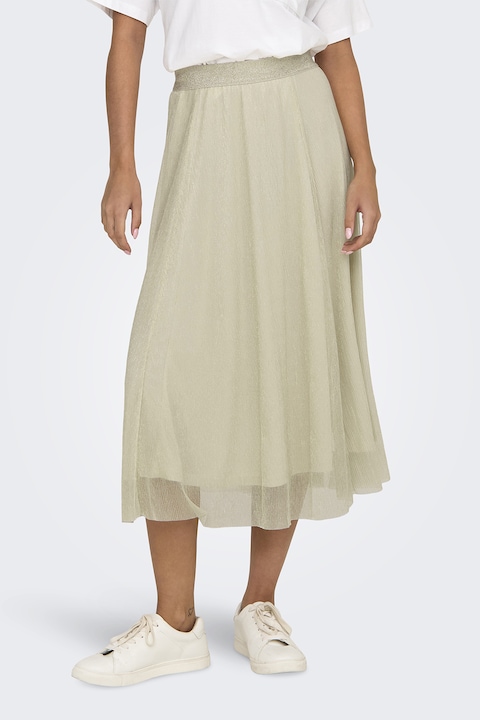 Only, Миди пола с висока талия, Крем/Сребрист, XS