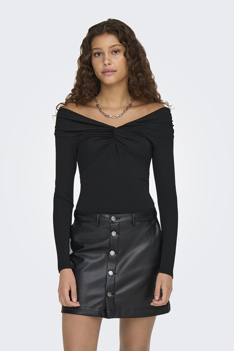 Only, Бляскава блуза с възел отпред, Черен