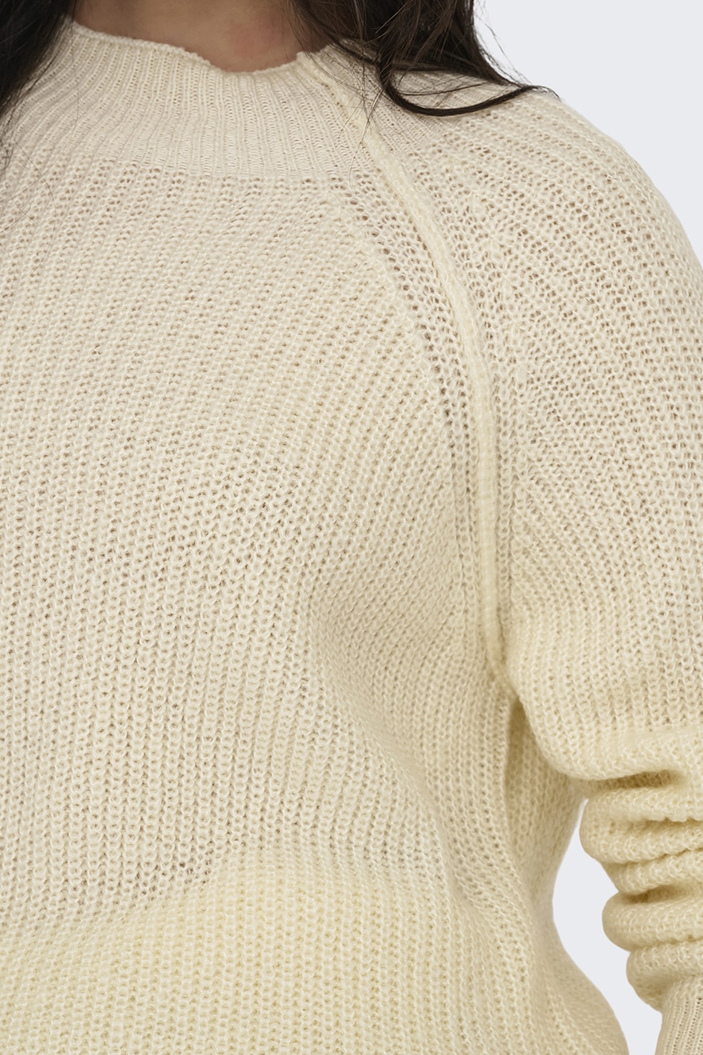 JdY, Pulover cu decolteu la baza gatului si maneci raglan, Crem