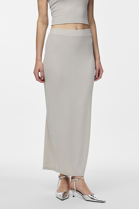 Pieces, Hosszú szoknya hasítékkal hátul, Törtfehér/Ezüstszín