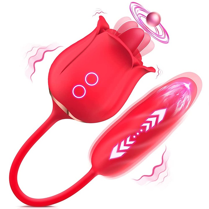 Vibrátor, METOY, 9 nyalogató vibráció, behatolási módok csiklóvibrátorokhoz, mellbimbó és előcsarnok pároknak, piros