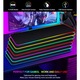 Голяма гумена подложка за мишка, EXCITAT®, RGB LED XL осветление, за игри, първокласна текстилна повърхност, офис, неплъзгаща се, шевове против разкъсване, водоустойчива, захранвана от USB, 300x800x3 мм, черна