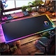 Голяма гумена подложка за мишка, EXCITAT®, RGB LED XL осветление, за игри, първокласна текстилна повърхност, офис, неплъзгаща се, шевове против разкъсване, водоустойчива, захранвана от USB, 300x800x3 мм, черна
