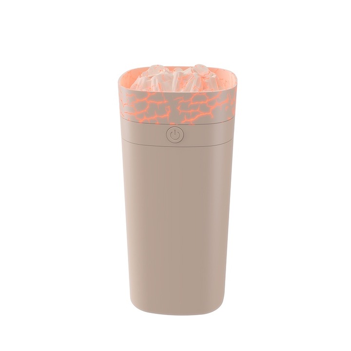 Ultrahangos párásító kettős spray-vel, Campfire, 600 ml, 7 színű éjszakai fény, aromaterápia, aromaterápiás gép, mini hordozható, növényi táplálék, hálószoba, beltéri iroda, barna