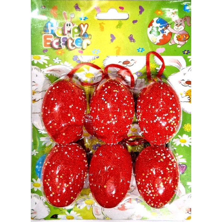 Set oua decorative de Paste, de agatat, 6 buc, 5.5 cm