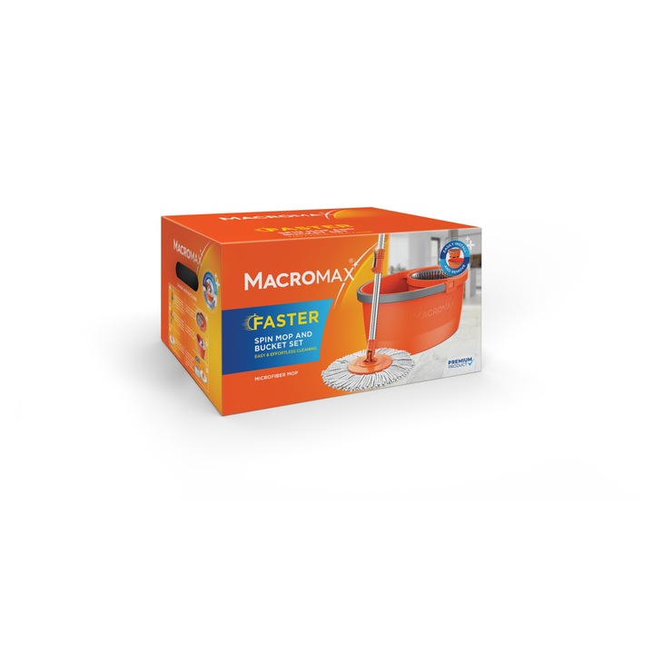 Комплект за почистване на ротационен моп и кофа MACROMAX Faster