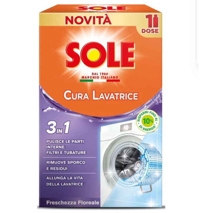 Sole 3in1 Mosógép tisztító oldat, virágillattal, 250 ml