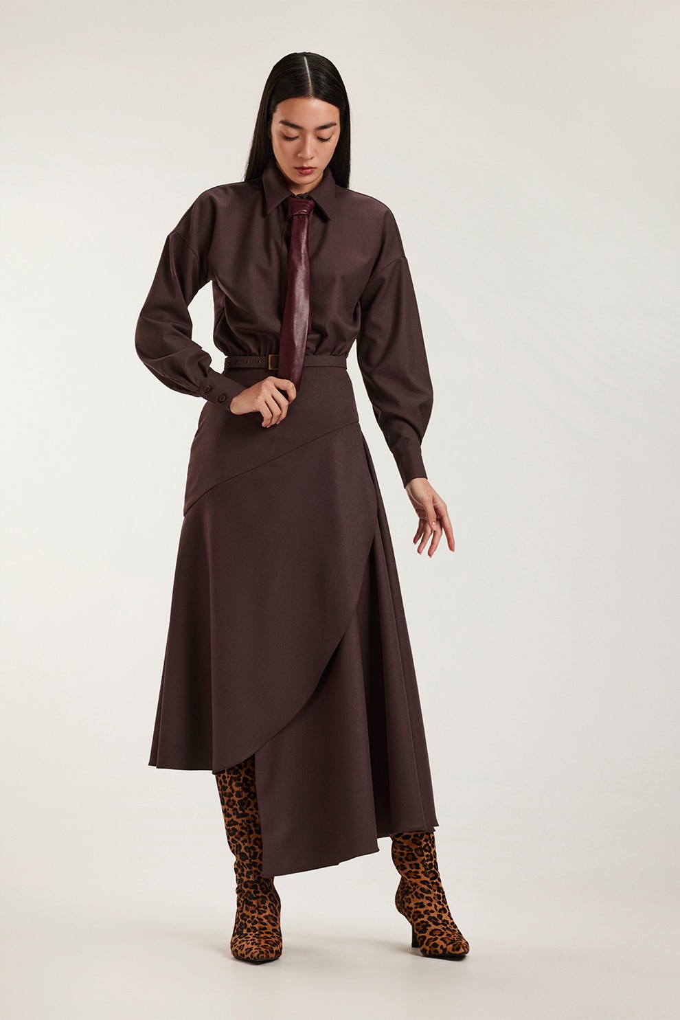 Alina Cernatescu, Rochie cu aspect 2 in 1 Heron, Maro, S