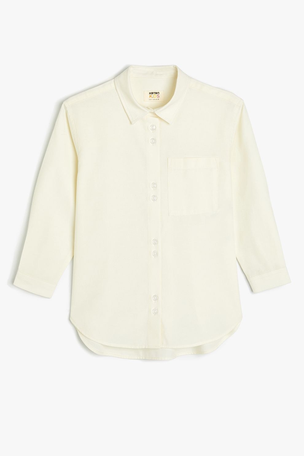 KOTON, Camasa din amestec de bumbac cu buzunar aplicat, Crem, 116-122 CM