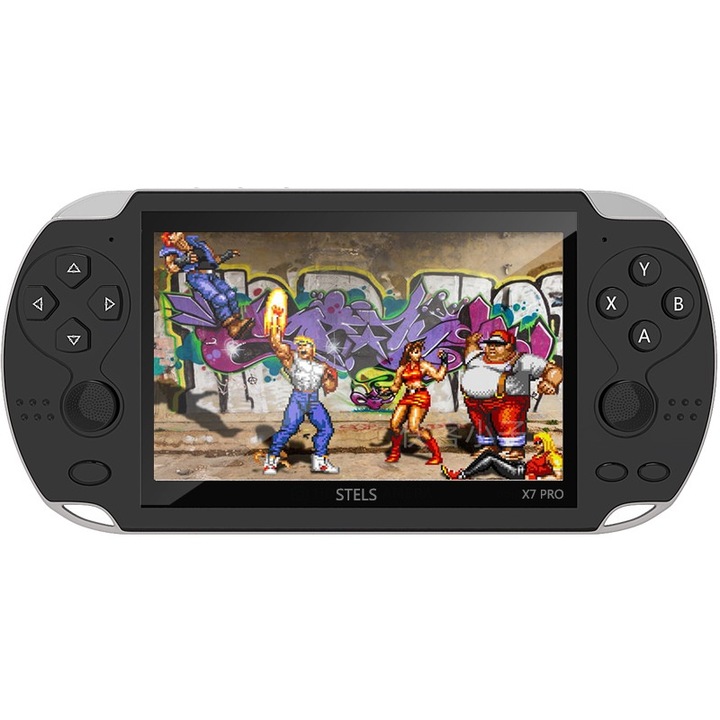 Преносима игра STELS X7 Pro, Smart Technology, 4.3 инча цветен дисплей, HDMI, 21 000 игри, Черен