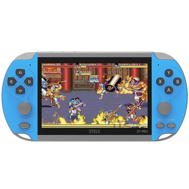Consola jocuri STELS X7 Pro, ecran color de 4,3 inchi, HDMI, 21.000 de jocuri, albastru